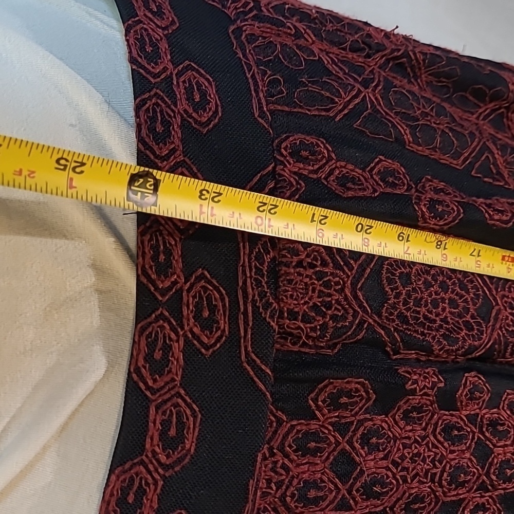 Embroidered Joe B skirt. Black underlay with a dark red sheer overlay. - Picture 5 of 5
